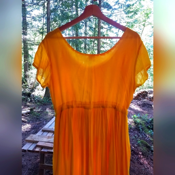 Summer Dress Yellow Maxi Medium Body Touch Brand Scoop Neck Shorr Sleeve Rayon - Picture 6 of 9